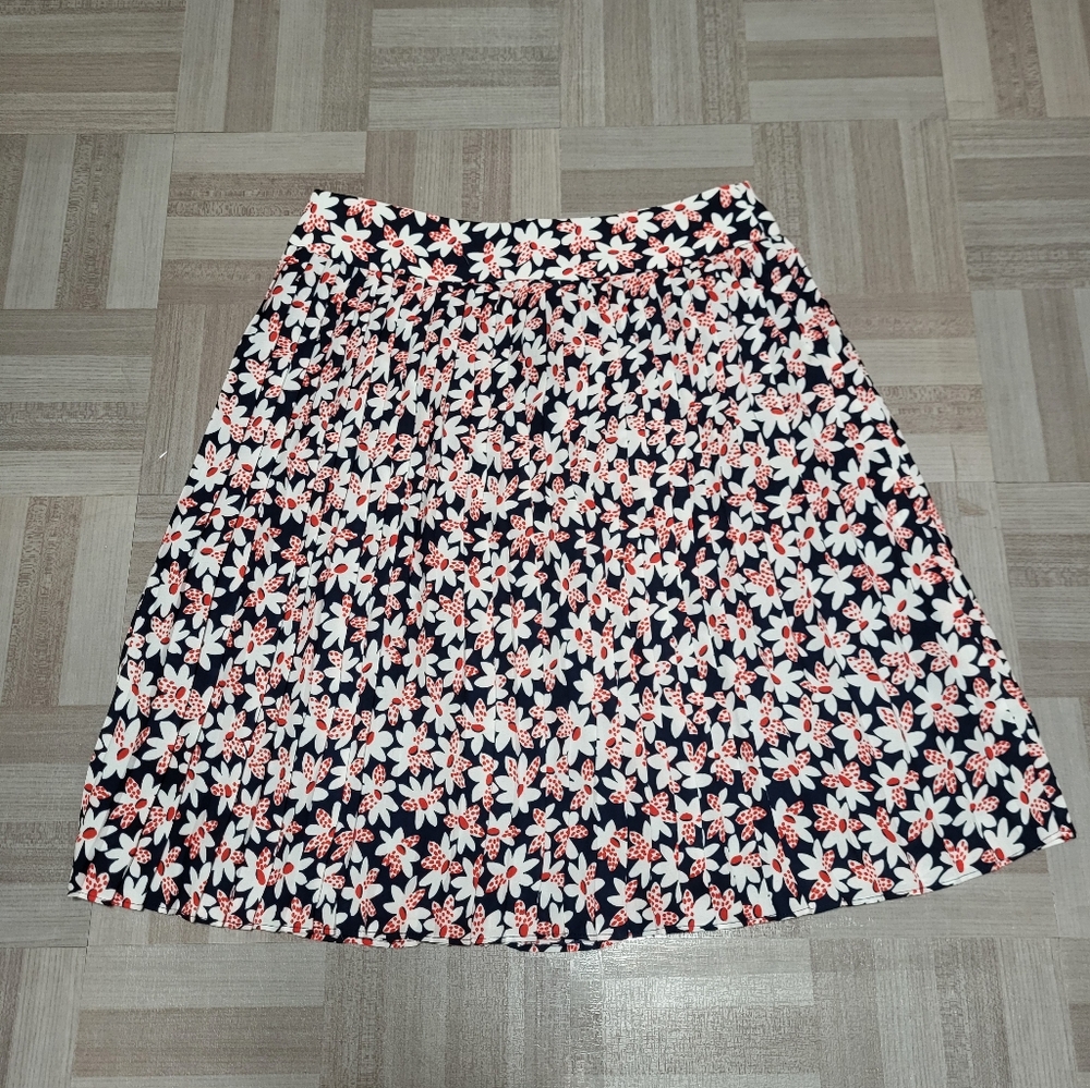 -J Crew Factory navy floral pleated skirt. 2